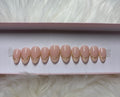 gold chrome 3d outline bridal wedding white pearlescent pearl french tips neutral nude press-on nails by Polished by Maddie
