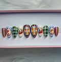 apple pie cherry fall halloween argyle brown retro leaves leaf thanksgiving press-on nails by Polished by Maddie