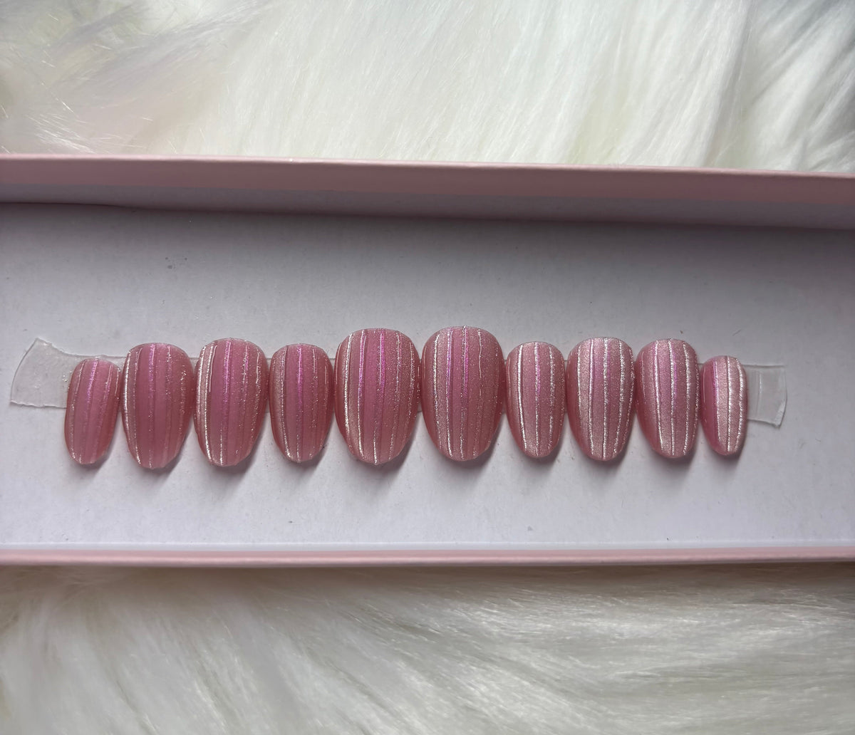 cat eye 3d lines stripes matte press-on nails by Polished by Maddie