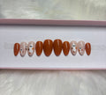 burnt orange fall ghosts halloween flowers florals press-on nails by Polished by Maddie