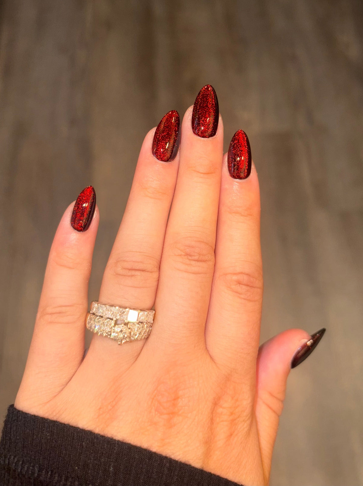 black red cat eye halloween fall press-on nails by Polished by Maddie