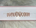 nude velvet gold neutral glitter magnetic cat eye press-on nails by Polished by Maddie