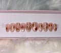 leaves fall gold red cat eye glitter autumn press-on nails by Polished by Maddie