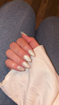 white cat eye glitter press-on nails by Polished by Maddie