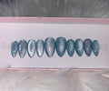 blue icy winter cat eye silver snowflakes christmas holidays press-on nails by Polished by Maddie