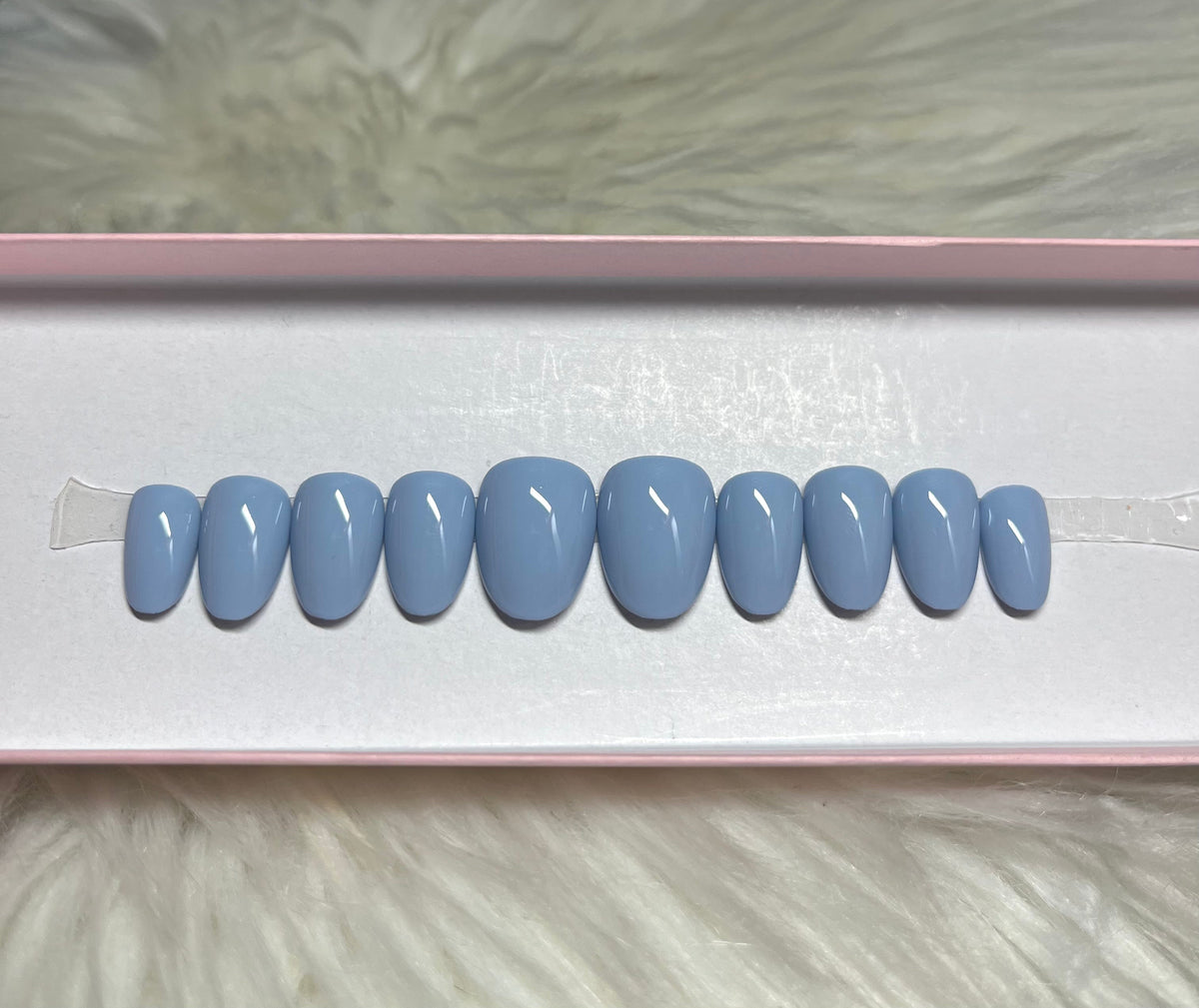 pastel blue spring press-on nails by Polished by Maddie