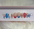 4th of july usa america patriotic red white blue stars summer press-on nails by Polished by Maddie