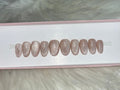 nude neutral gold velvet cat eye magnetic press-on nails by Polished by Maddie