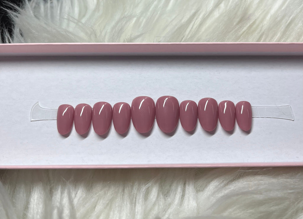 pink mauve nude press-on nails by Polished by Maddie