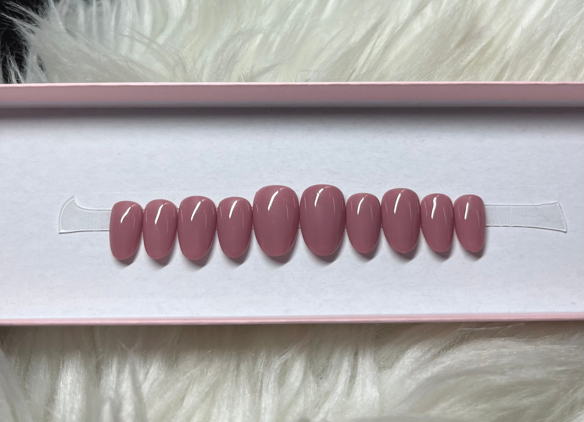 pink mauve nude press-on nails by Polished by Maddie