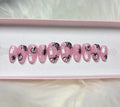 pink glitter halloween spooky pumpkins spiderwebs spiders girly press-on nails by Polished by Maddie