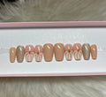 pumpkin sparkle gold nude press-on nails by Polished by Maddie