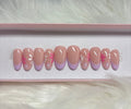 purple pastel flowers florals pink french tips spring summer press-on nails by Polished by Maddie