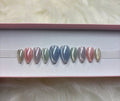 cat eye chrome colorful rainbow pastel press-on nails by Polished by Maddie