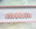 pastel light baby pink french tips cherries fruit spring press-on nails by Polished by Maddie