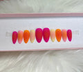 colorful bright neon summer pink orange yellow press-on nails by Polished by Maddie