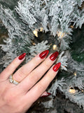 red cat eye velvet christmas press-on nails by Polished by Maddie