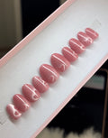 magnetic cat eye glitter pink press-on nails by Polished by Maddie
