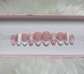 pink glitter candy cane peppermint girly pastel christmas holidays 3d sweater press-on nails by Polished by Maddie