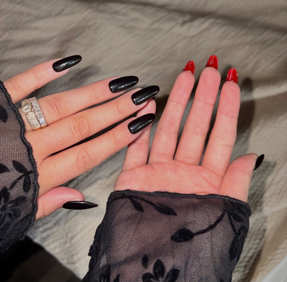 black red bottoms press-on nails by Polished by Maddie