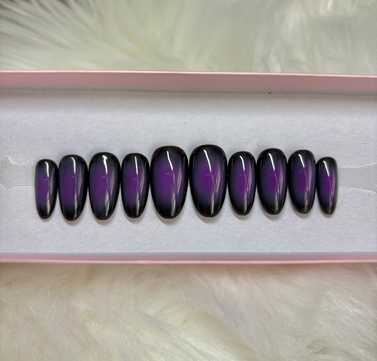 purple black halloween press-on nails by Polished by Maddie