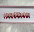 dark red maroon burgundy fall french tips gold stars fall press-on nails by Polished by Maddie