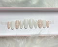 snowflake muted milky white holiday christmas 3d sweater press-on nails by Polished by Maddie