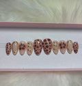 brown gold ring chrome cheetah tortoise flowers fall press-on nails by Polished by Maddie