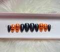 black orange chrome halloween press-on nails by Polished by Maddie