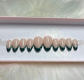 green french tips pearls christmas holidays emerald press-on nails by Polished by Maddie