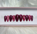 raspberry pink purple red glitter marble swirl fall autumn burgundy press-on nails by Polished by Maddie
