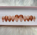 orange cat eye fall 3d glitter autumn gold press-on nails by Polished by Maddie