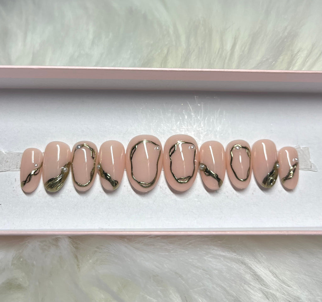 pearls nye new years holidays press-on nails by Polished by Maddie