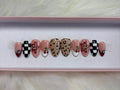 cheetah print star las vegas 8 ball checkers french tips press-on nails by Polished by Maddie