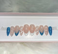 blue glitter snowflake holidays winter christmas press-on nails by Polished by Maddie