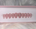 bridal wedding nude pink neutral shimmer glitter 3d flowers pearlescent pearl press-on nails by Polished by Maddie