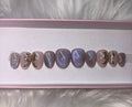 gold chrome rainbow velvet cat eye spring purple press-on nails by Polished by Maddie