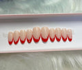 red pearl french tips press-on nails by Polished by Maddie