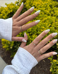 chrome, glazed donut, milky white frost press-on nails by Polished by Maddie