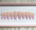 pastel purple french tips, pearls press-on nails by Polished by Maddie