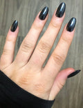 black hailey bieber chrome glazed donut press-on nails by Polished by Maddie