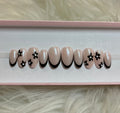 black chrome flowers french tips press-on nails by Polished by Maddie