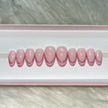pink glitter french tips press-on nails by Polished by Maddie