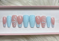 blue snowflakes 3d sweater press-on nails by Polished by Maddie
